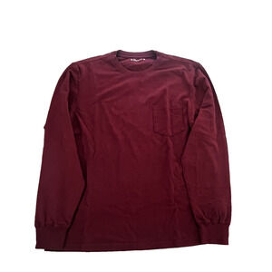 American Giant Long Sleeve Pocket Tee Mens M Red Cotton Crewneck T Shirt